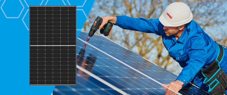 Man installing Longi Solar Panels on a roof showcasing the benefits of solar panels for homes and businesses in 2026.