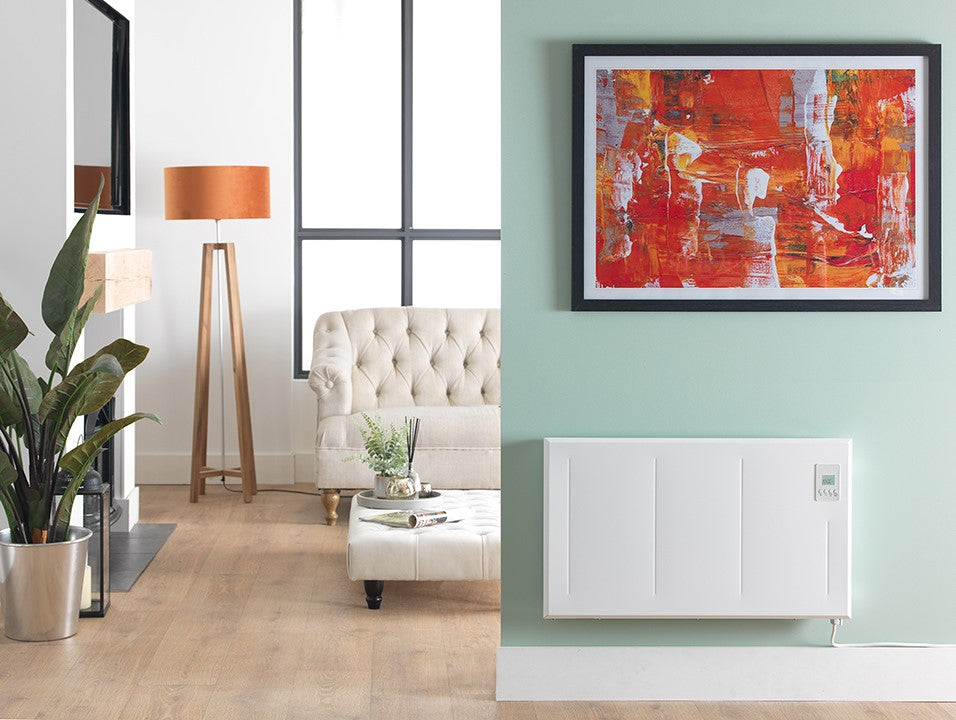 EHC electric radiators on green wall