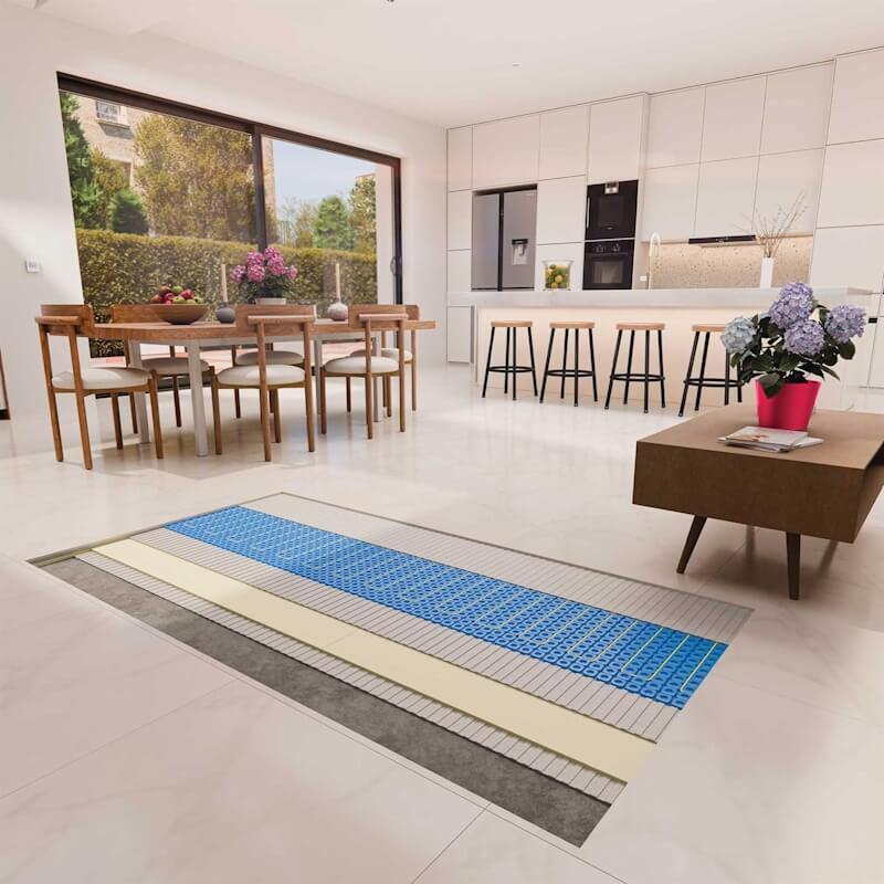 thermosphere electric underfloor heating in living modern room kitchen