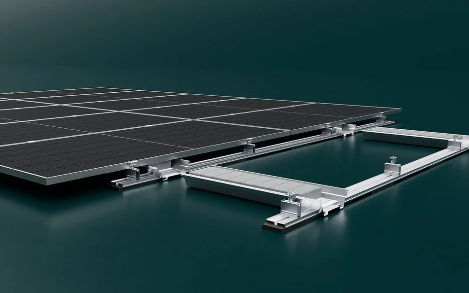 Schletter Mounting Equipment showcasing solar panel installation components with mounting rails and connectors.