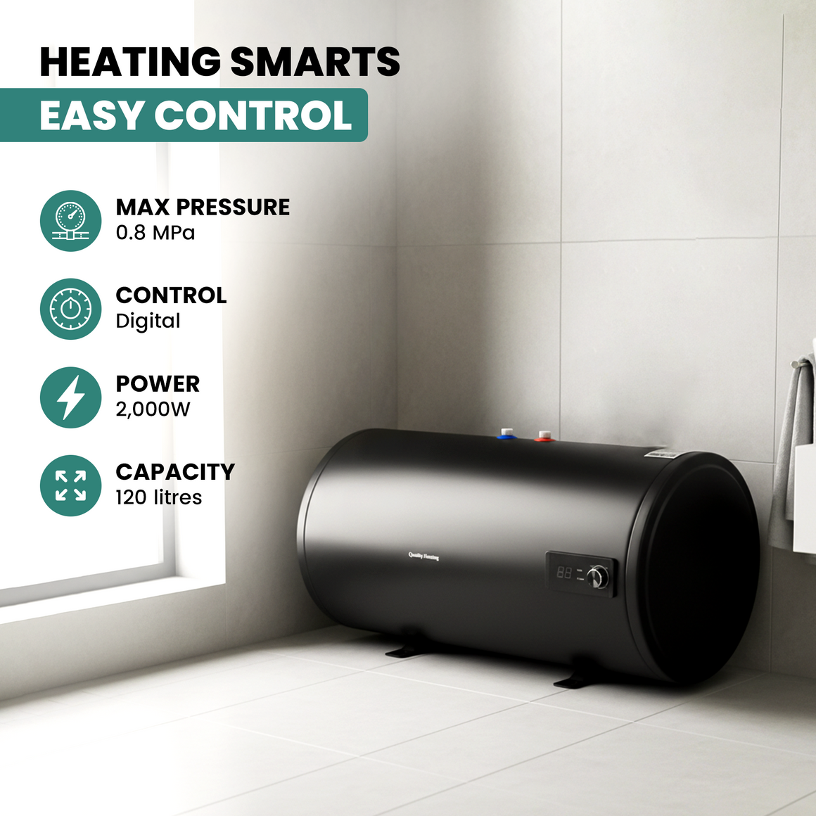 120 Litre QH Dual Horizontal Floor-Standing Electric Water Heater