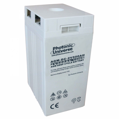 White battery with Photonic Universe branding on a white background