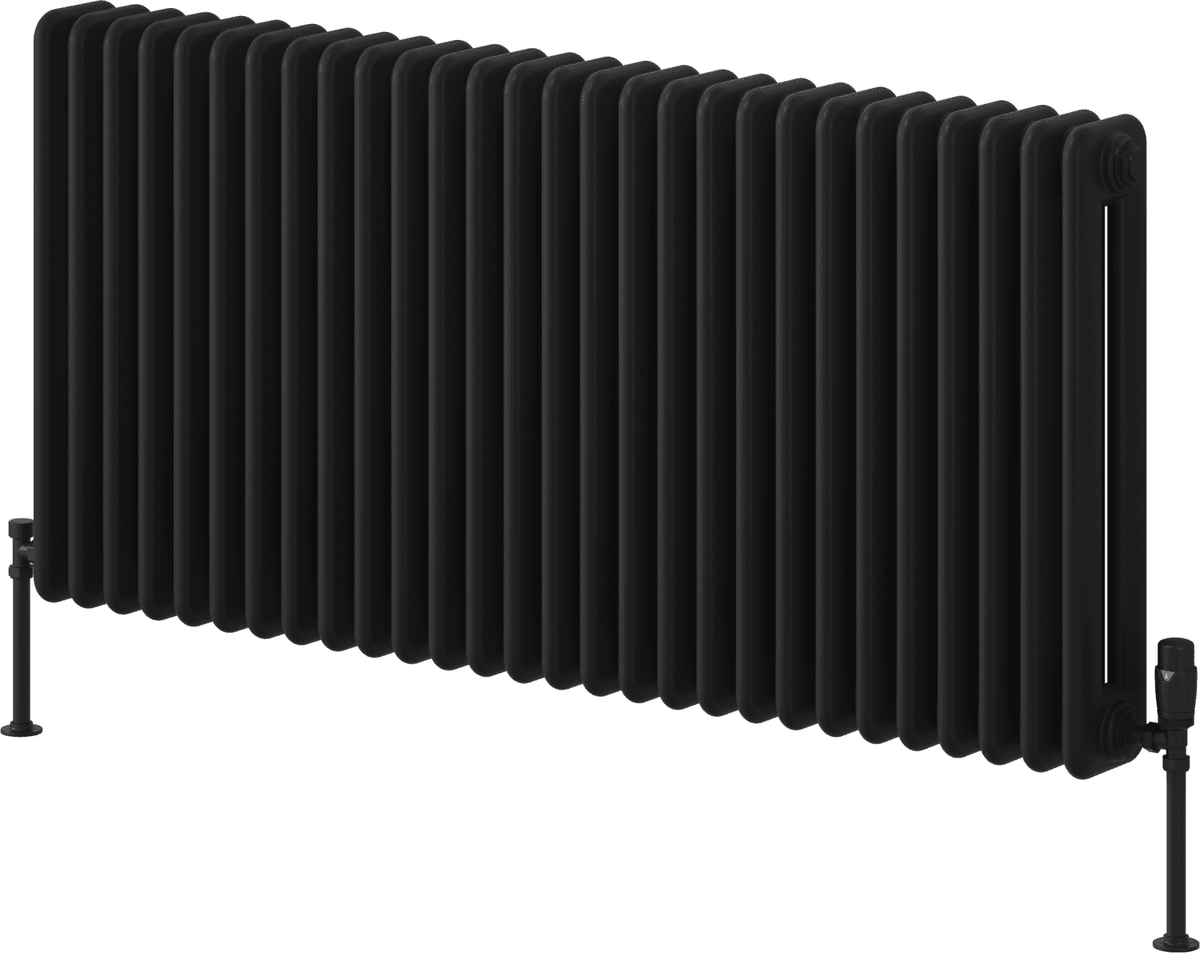 Reina Hedingham RND-HDM6126B Black Horizontal Steel Radiator 1265mm x 600mm