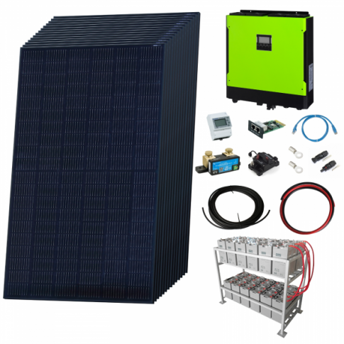 Premium Grid-Tie Self-Consumption Solar Power Kits with 5.5kW Hybrid Inverter and 24kWh Battery Bank