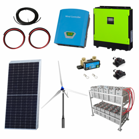 Grid (1kW to 3kW) Tie Wind Power Kit & Solar Hybrid Power Kits & 24kWh Battery Bank