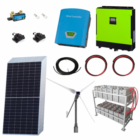 Grid (1kW to 3kW) Tie Wind Power Kit & Solar Hybrid Power Kits & 24kWh Battery Bank