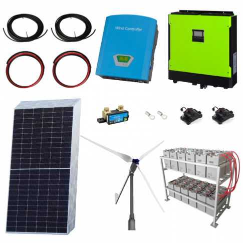 Grid (1kW to 3kW) Tie Wind Power Kit & Solar Hybrid Power Kits & 24kWh Battery Bank