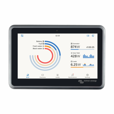 Tablet displaying energy monitoring software with a white background