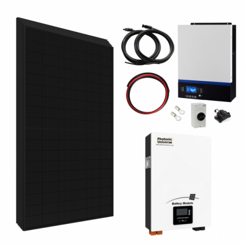 Complete Off-Grid Solar Power Systems (1kW to 5kW) with Sharp Panels, Hybrid Inverters & Lithium Batteries