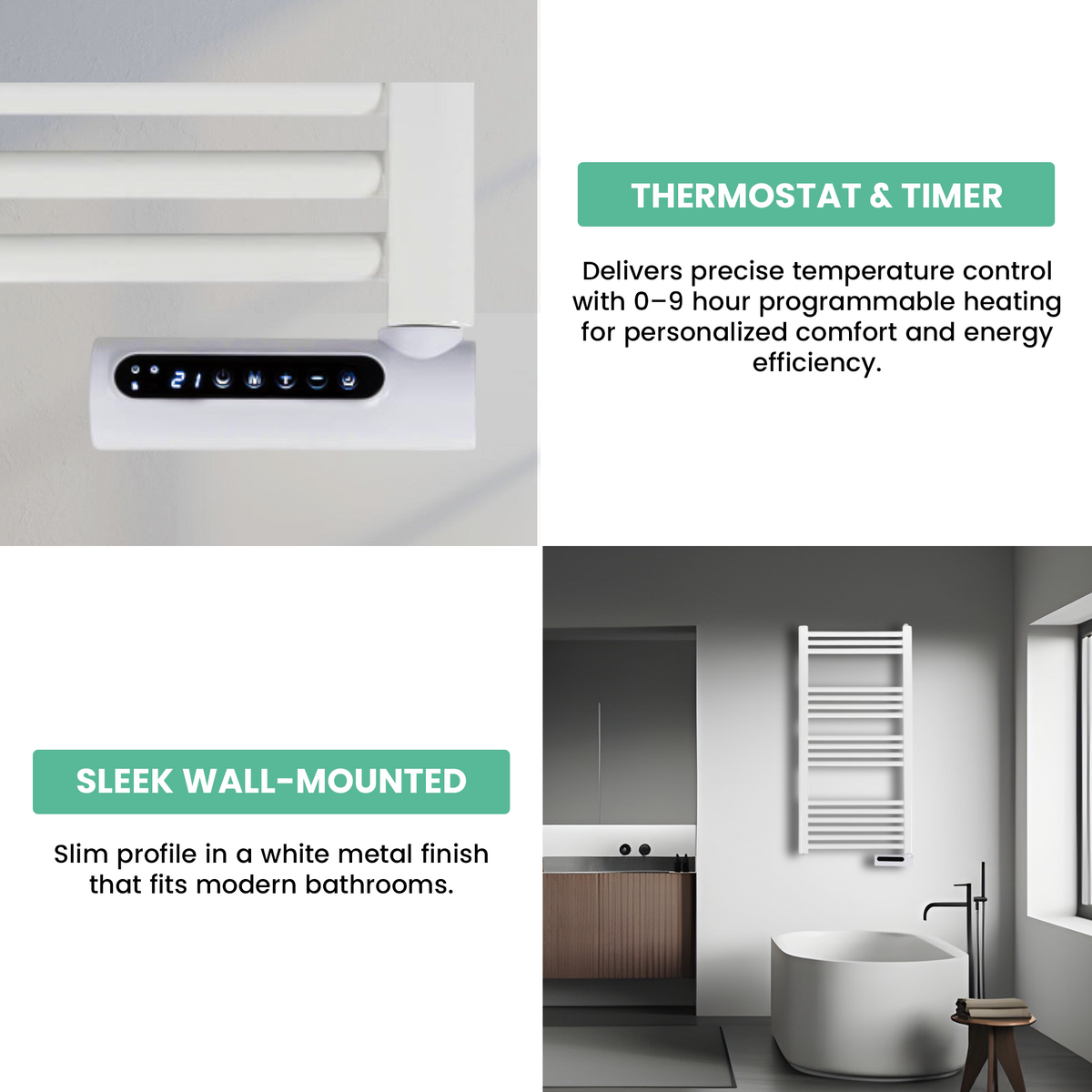 Eurom Sani-Towel 750 White Electric Bathroom Radiator – Powerful and Efficient Towel Warmer with Timer and Safety Features
