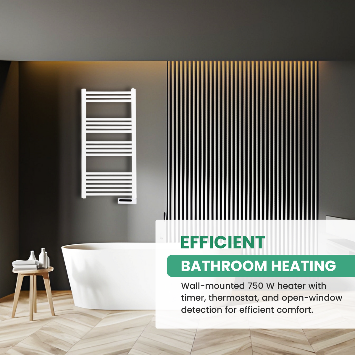 Eurom Sani-Towel 750 White Electric Bathroom Radiator – Powerful and Efficient Towel Warmer with Timer and Safety Features