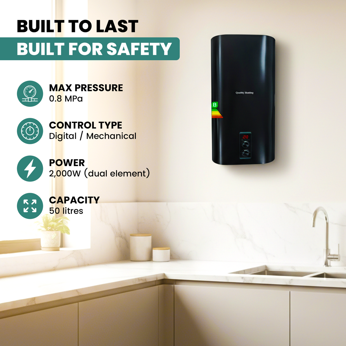 50 Litre QH Dual Electric Water Heater