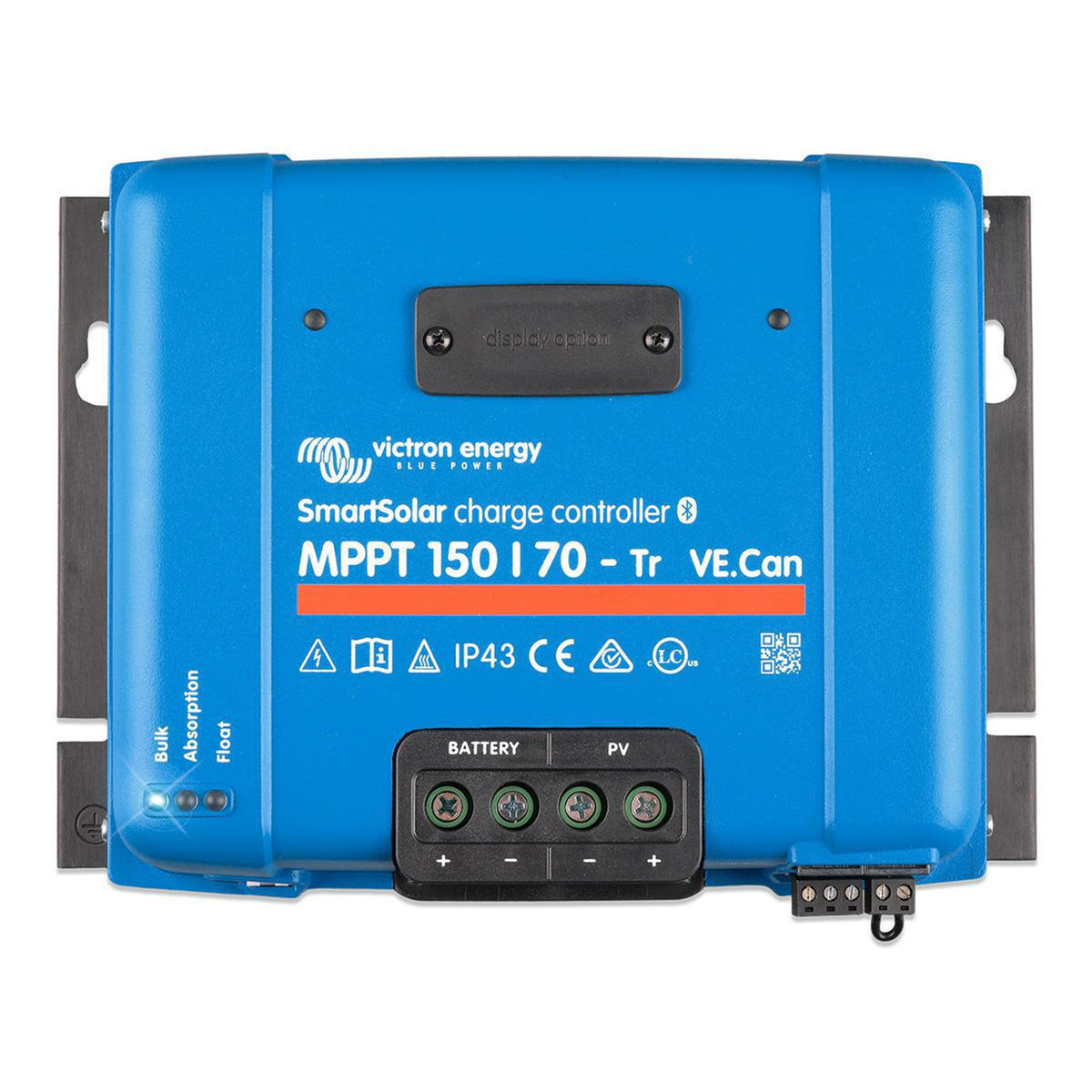 Blue Victron Energy SmartSolar charge controller on a white background