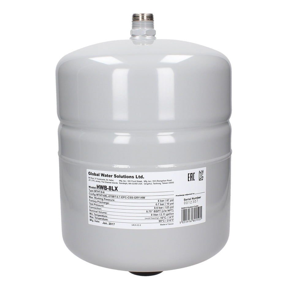 GWS 8 Litre Heating Expansion Vessel with bracket for reliable pressure management in heating systems.