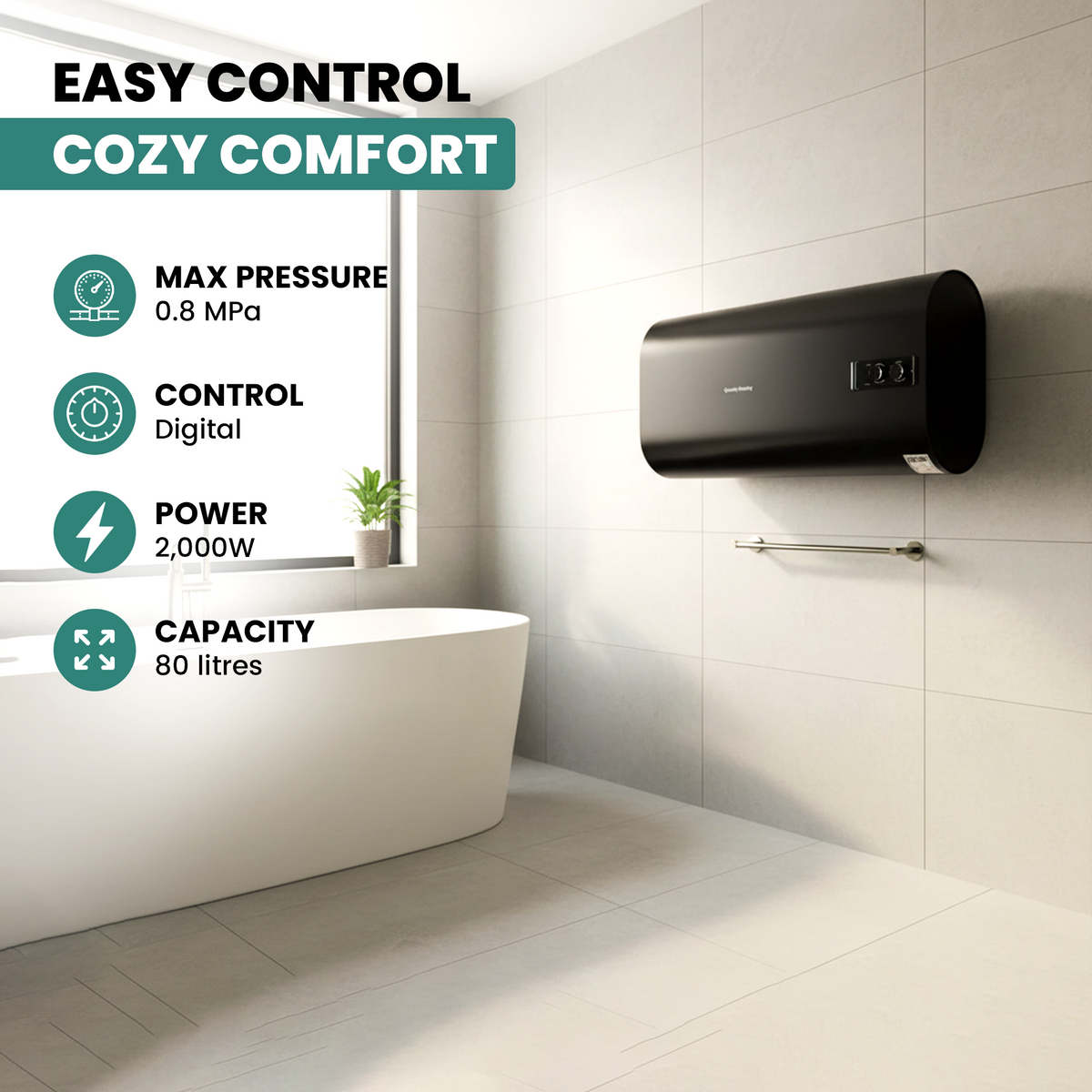 80 Litre QH Dual Horizontal Electric Electric Water Heater