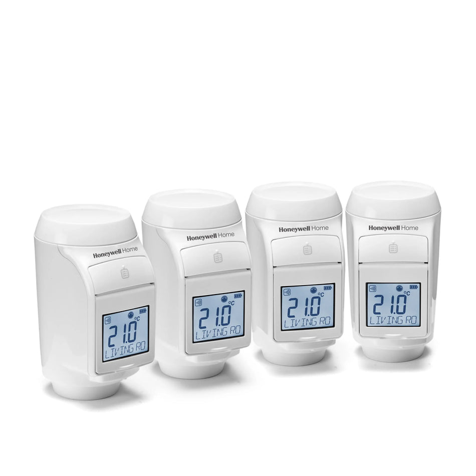 Honeywell Home HR92UK Wireless Radiator Thermostat 4-Pack | Evohome Compatible TRV Heads