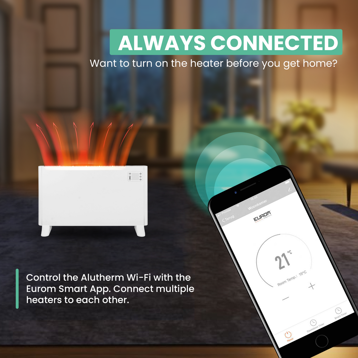 Eurom Alutherm 2000 WiFi Convector Heater with Remote Control – Smart, Efficient Heating for Larger Rooms