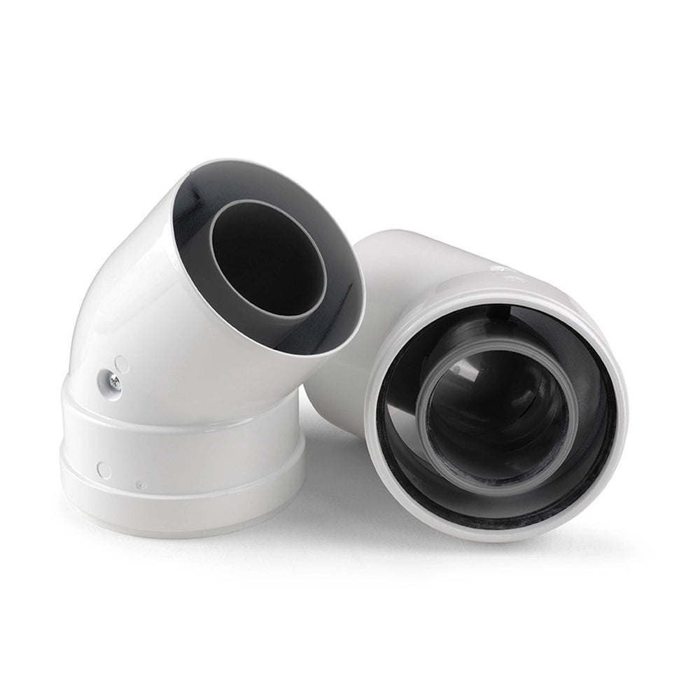 Ariston 45 Degree Coaxial Elbow Pack of 2 — 60/100mm SE Flue Bend Next Evo X 11 LPG 16 Natural Gas