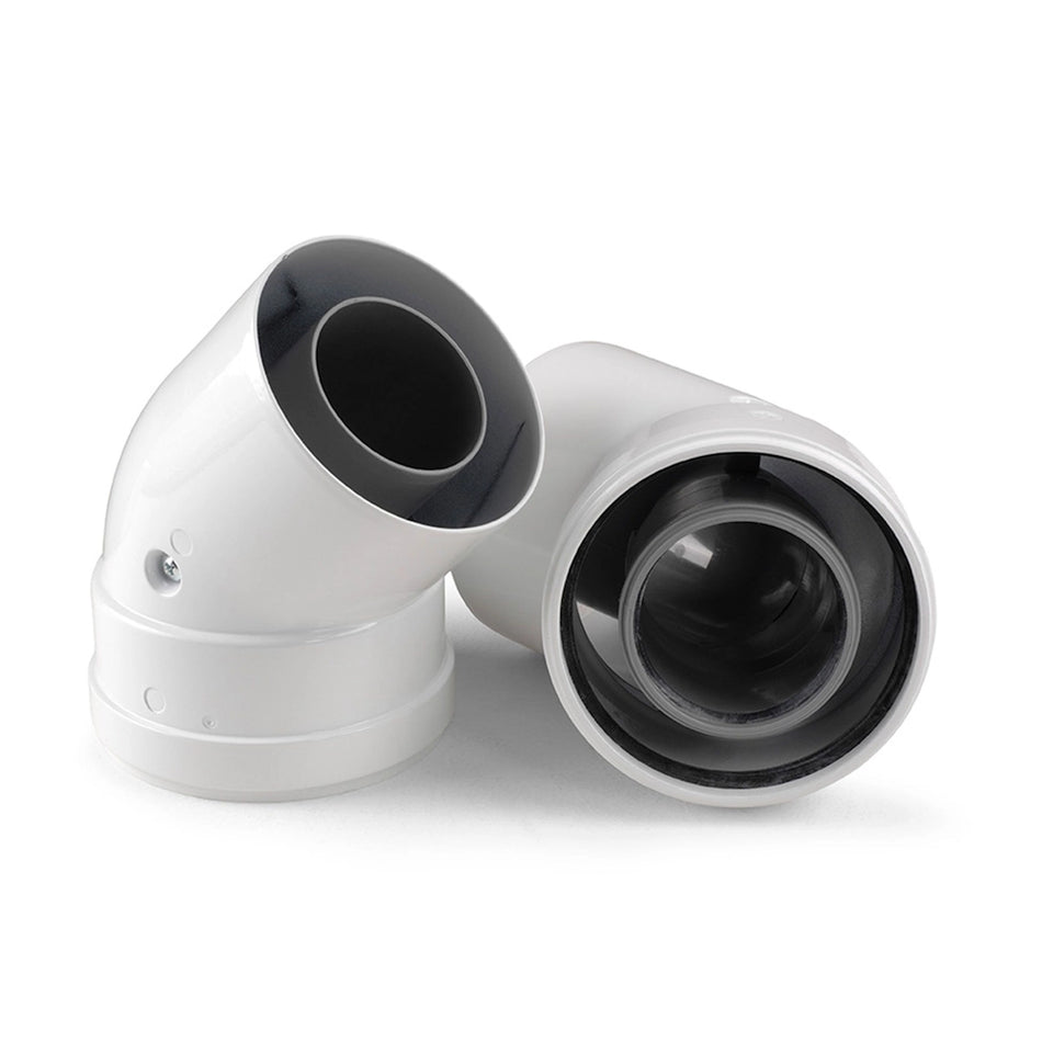 Ariston 45 Degree Coaxial Elbow Pack of 2 — 60/100mm SE Flue Bend Next Evo X 11 LPG 16 Natural Gas