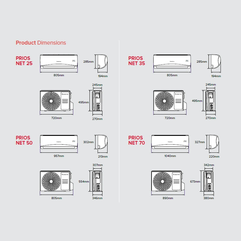 Ariston Prios Net 50 MUA1 Split Air Conditioner 5.3kW Built-in WiFi R32 Inverter