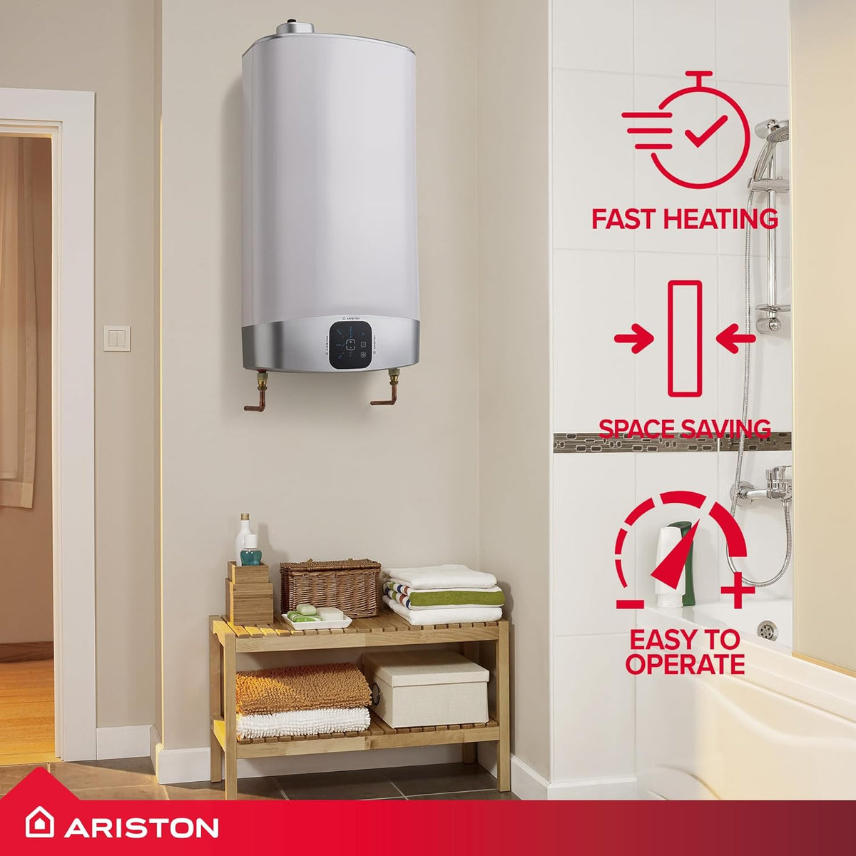 Ariston Velis Evo 80L 1.5kW Ultra-Slim Electric Water Heater & Unvented Kit