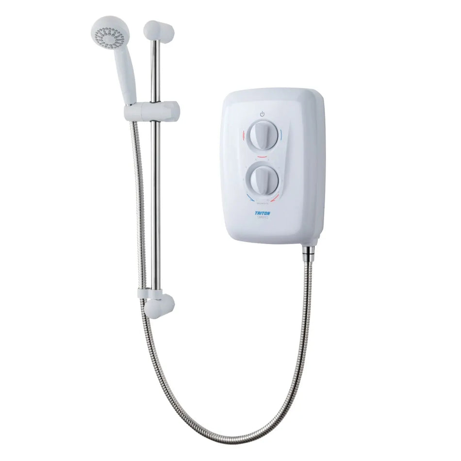 Triton Avena Instant Electric Shower – White/Chrome | 8.5kW or 9.5kW | Swivel-Fit