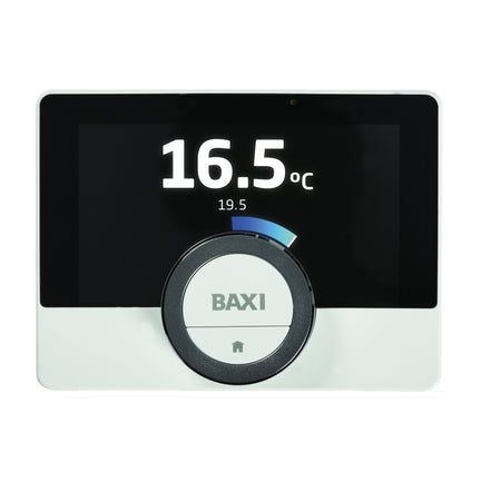 Digital thermostat with BAXI branding on a white background