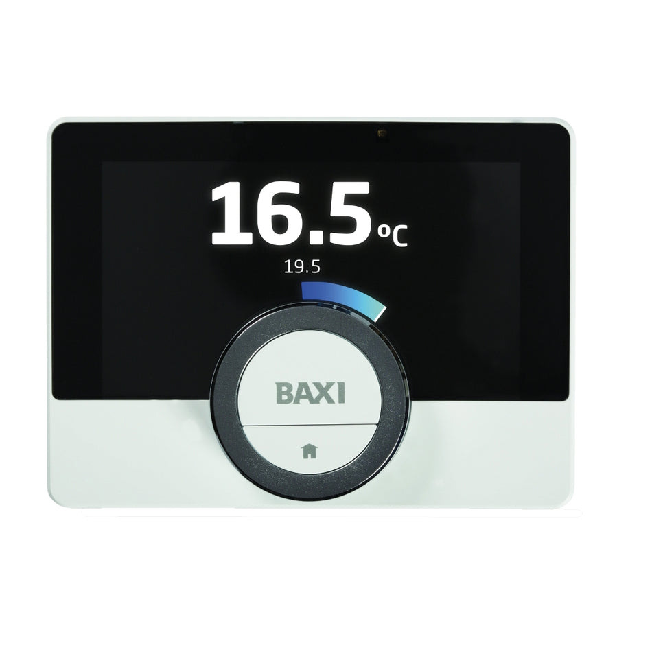 Digital thermostat with BAXI branding on a white background