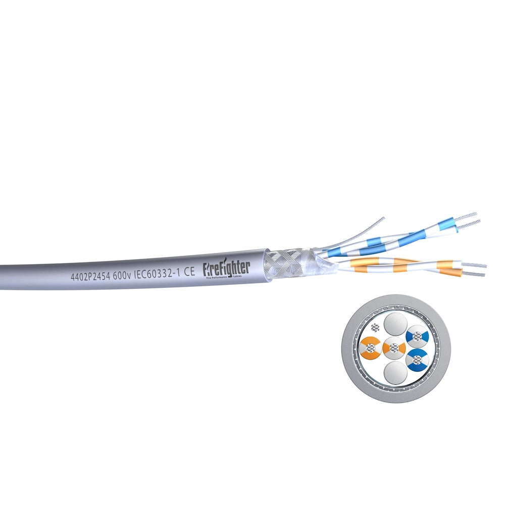 Cable with 'Firefighter' label on a white background