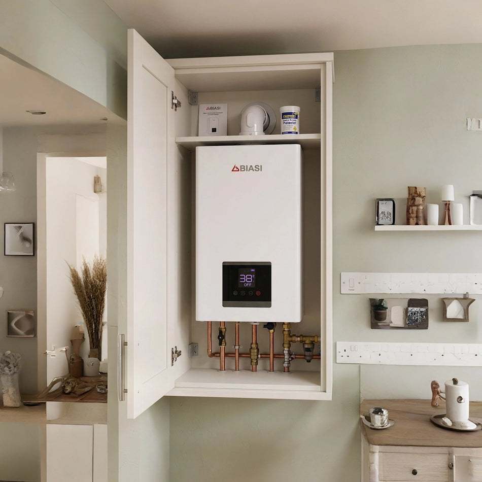 Biasi Multipoint 16S 30kW Gas Instantaneous Water Heater with Horizontal Flue — Natural Gas Room Sealed 16 L/min ErP A