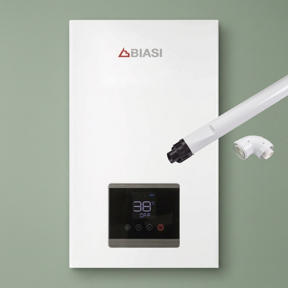 Biasi Multipoint 16S 30kW Gas Instantaneous Water Heater with Horizontal Flue — Natural Gas Room Sealed 16 L/min ErP A