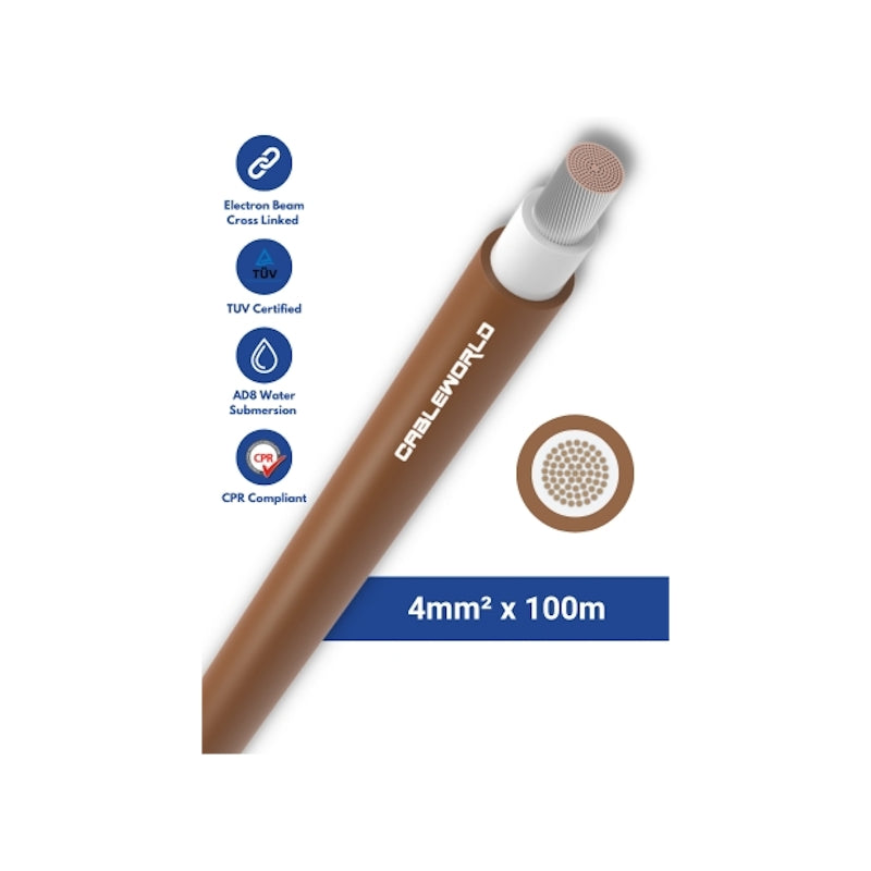Solar Cable 4mm² Single-Core DC Cable - 100m, Brown