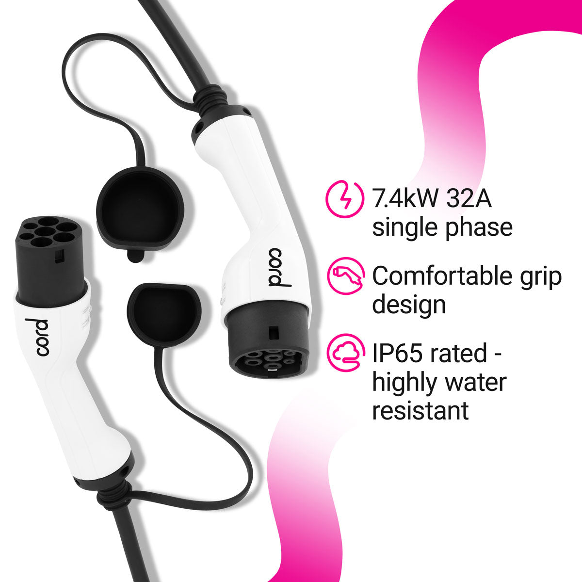 Cord EV Charging Cables - Single and Three Phase 7kW-22kW