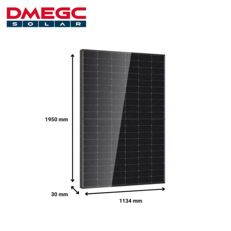 DMEGC Solar 500W Infinity RT 120 Cut Bi-Facial Dual Glass N-type Mono Solar Module - Black Frame/Transparent Backsheet