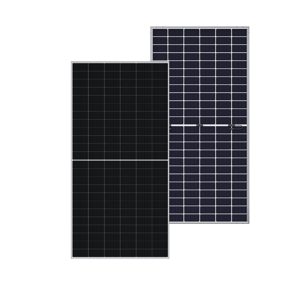 DMEGC Solar 595W Infinity 144 Cut Bi-Facial Dual Glass N-type Mono Solar Module - Silver Frame/White Backsheet