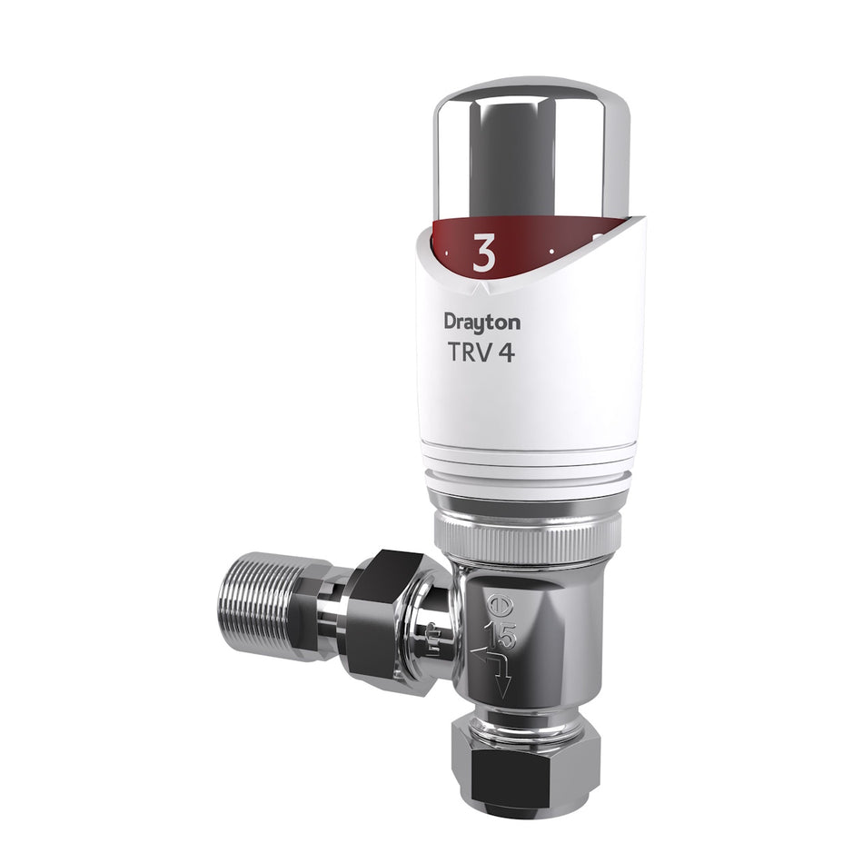 Drayton TRV4 Classic 15mm White Chrome Angled TRV Integral Head 07 05 150