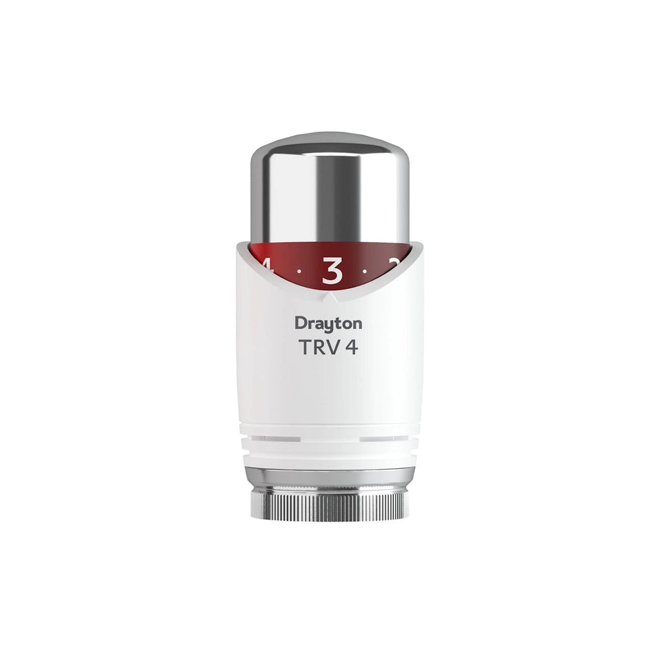 Drayton TRV4 Classic White Chrome Integral Sensing Head 07 25 006