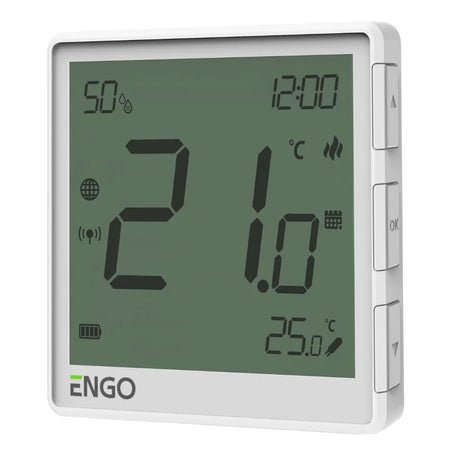 ENGO EONE-BATW ZigBee Smart Thermostat – Wireless, Li-Ion Battery, Humidity Sensor, White | UFH & Boiler Control