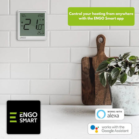 ENGO EONE-BATW ZigBee Smart Thermostat – Wireless, Li-Ion Battery, Humidity Sensor, White | UFH & Boiler Control