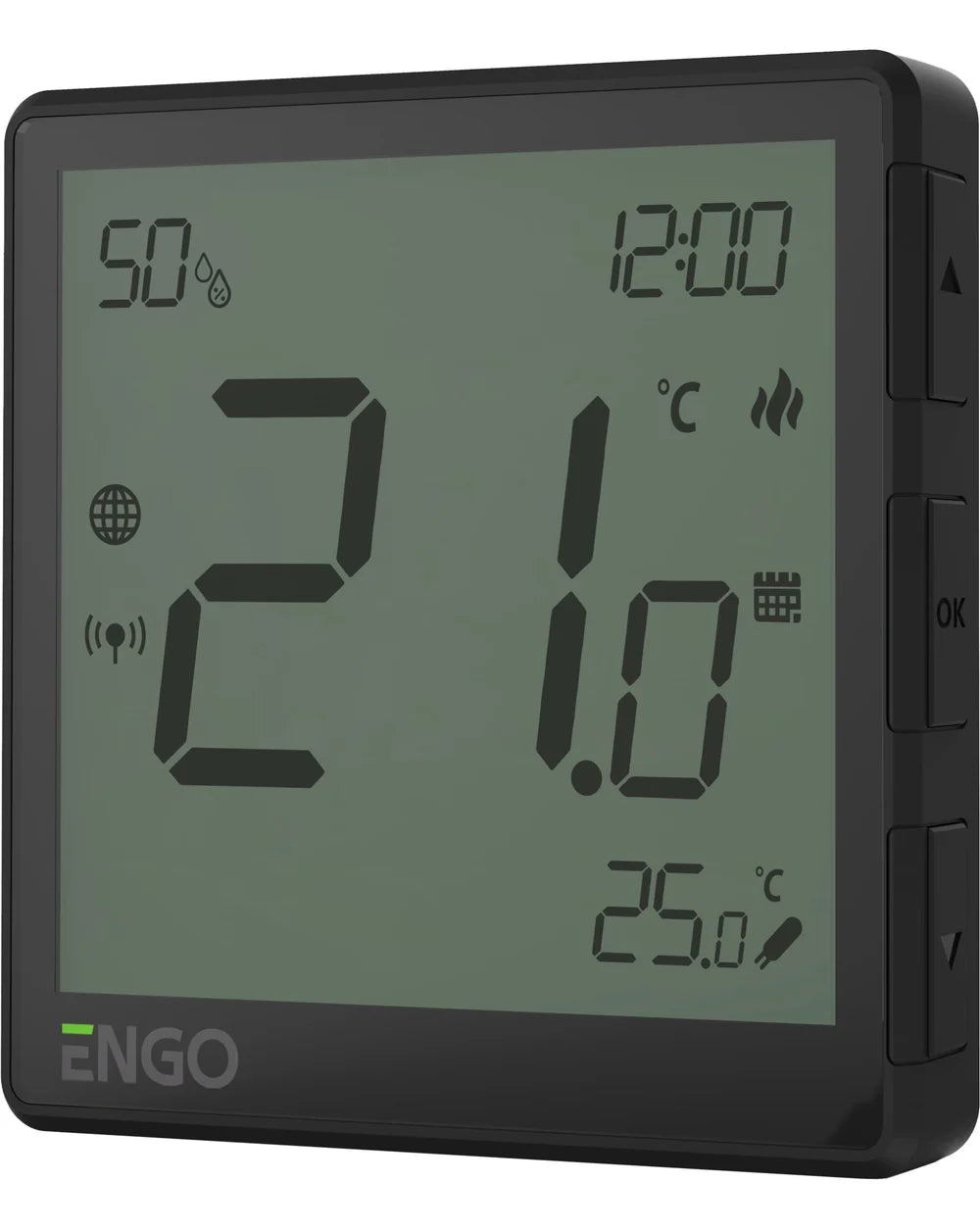 ENGO EONE-230B ZigBee Smart Thermostat – Flush-Mounted, 230V, Humidity Sensor, Black | UFH & Boiler Control