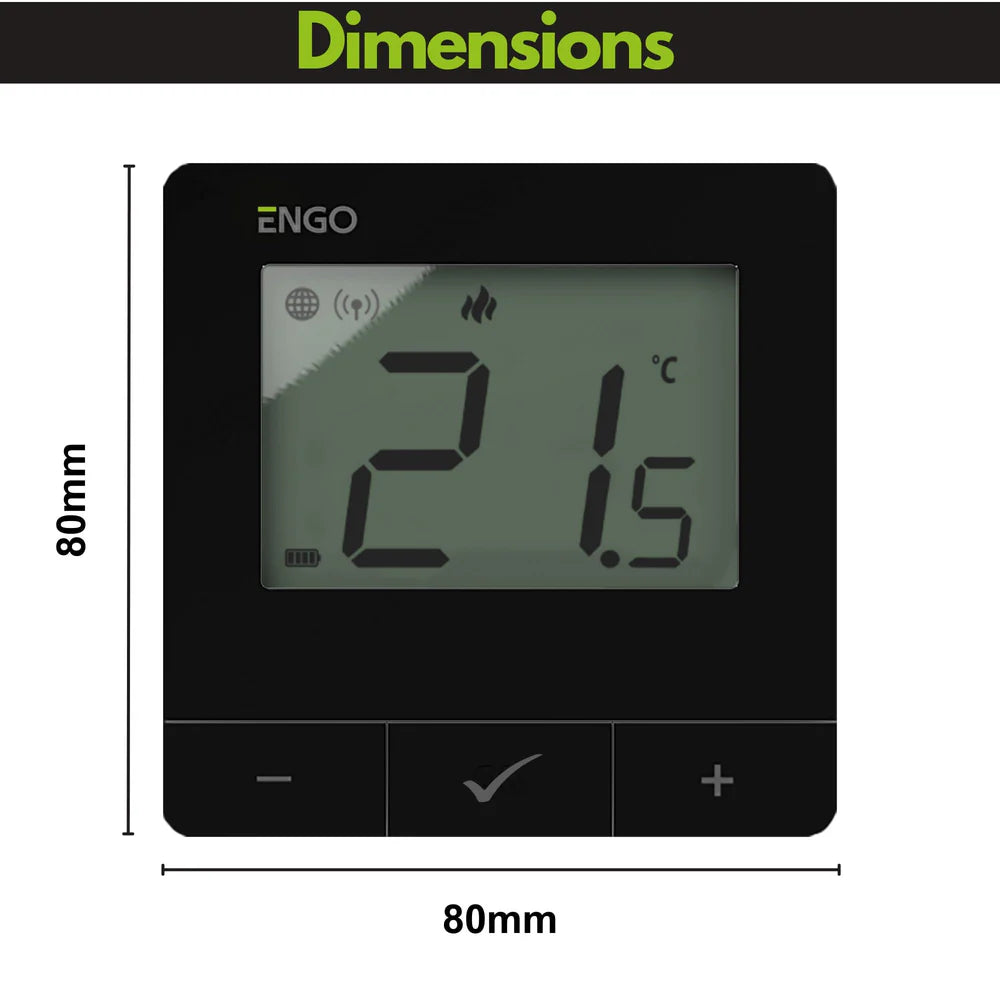 ENGO E20i-B-UK Wireless Smart Thermostat – WiFi, Alexa & App Control, No Hub Required | Black