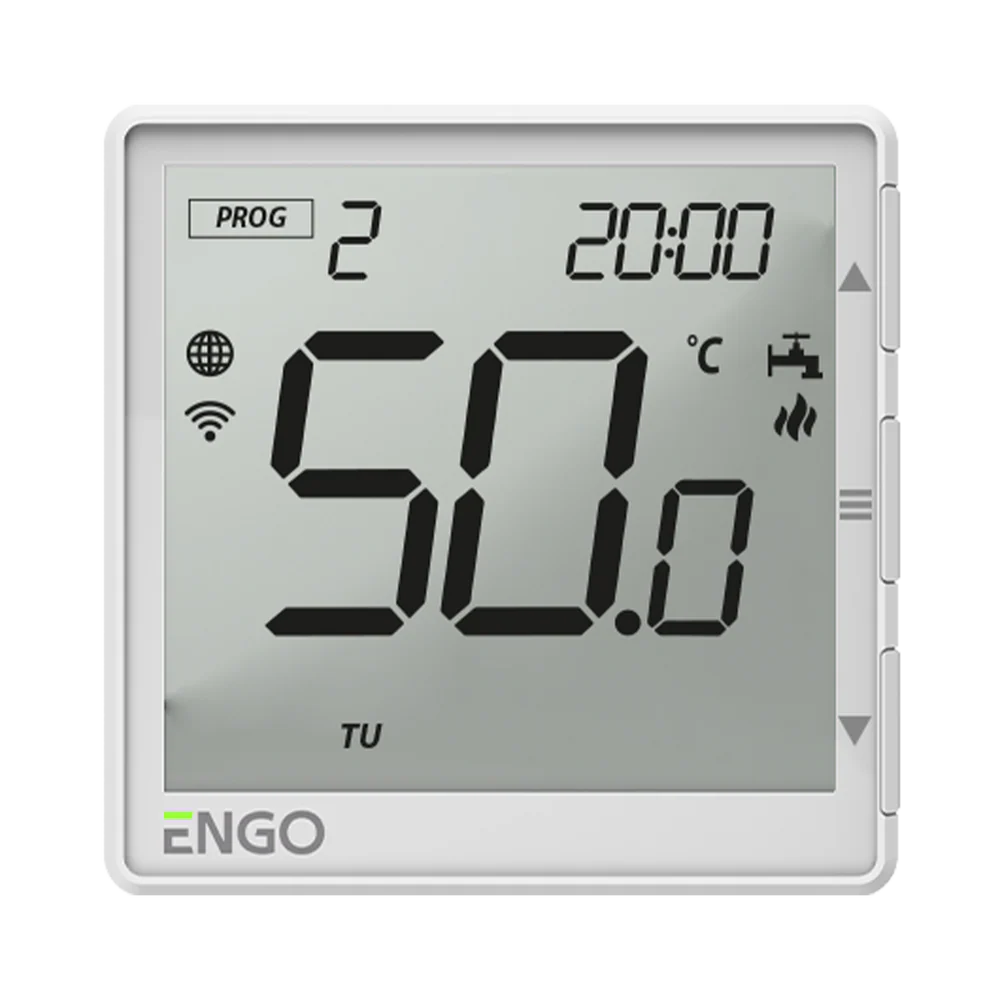ENGO EHW-W WiFi Hot Water Timer with Built-In Thermostat – Programmable DHW Controller | White