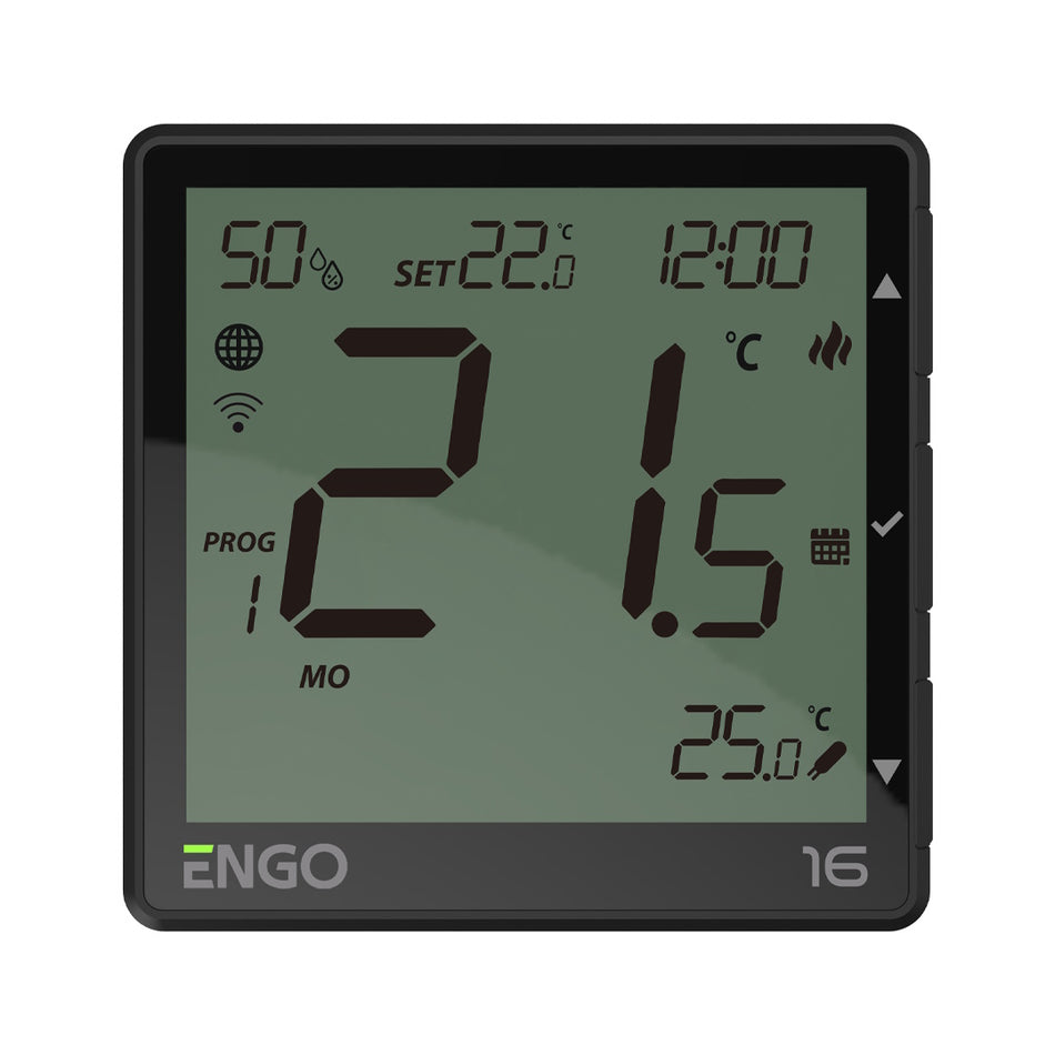 ENGO EONE-16W Wi-Fi Smart Thermostat 16A Relay 230V Underfloor Heating - Black