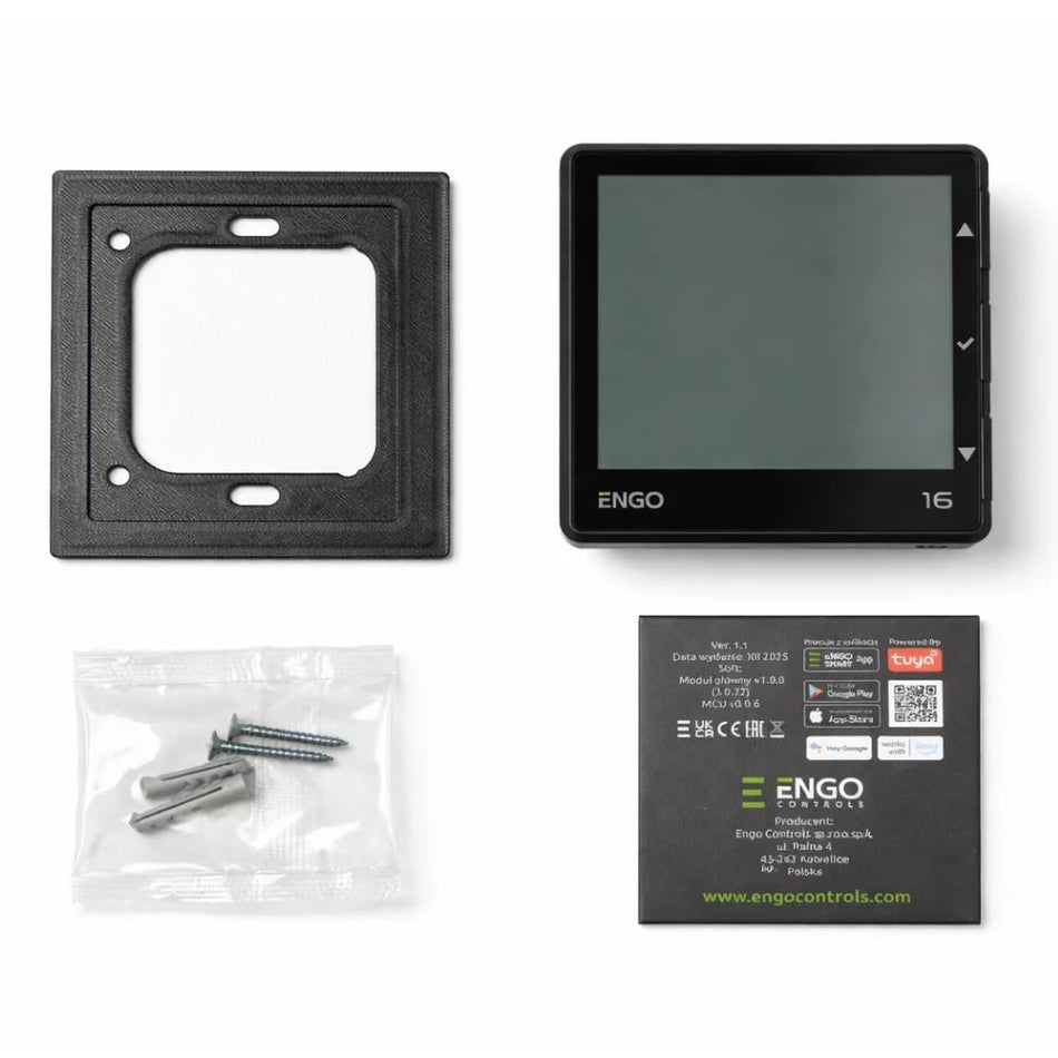 ENGO EONE-16W Wi-Fi Smart Thermostat 16A Relay 230V Underfloor Heating - Black