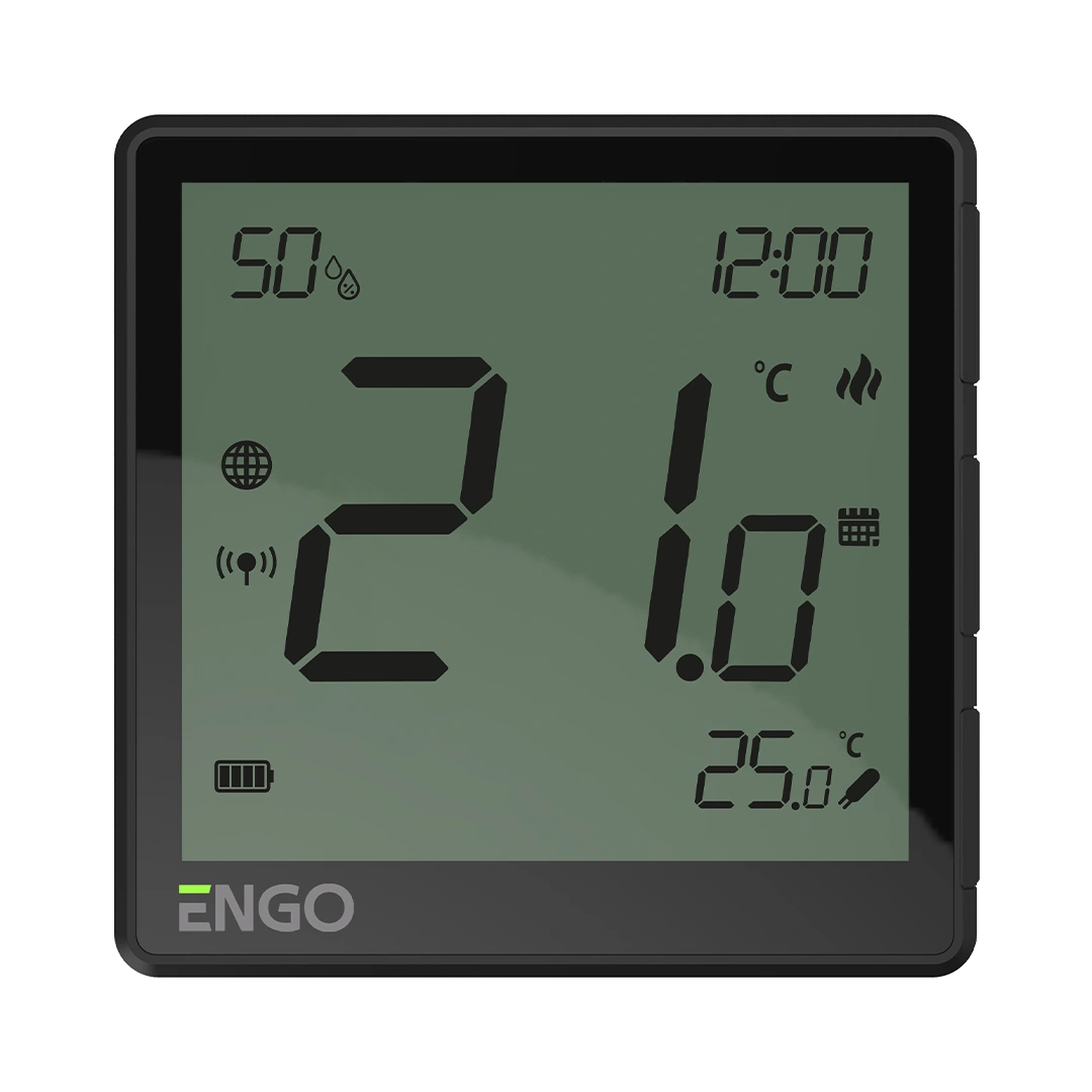 ENGO EONE-BATB ZigBee Smart Thermostat – Wireless, Li-Ion Battery, Humidity Sensor, Black | UFH & Boiler Control