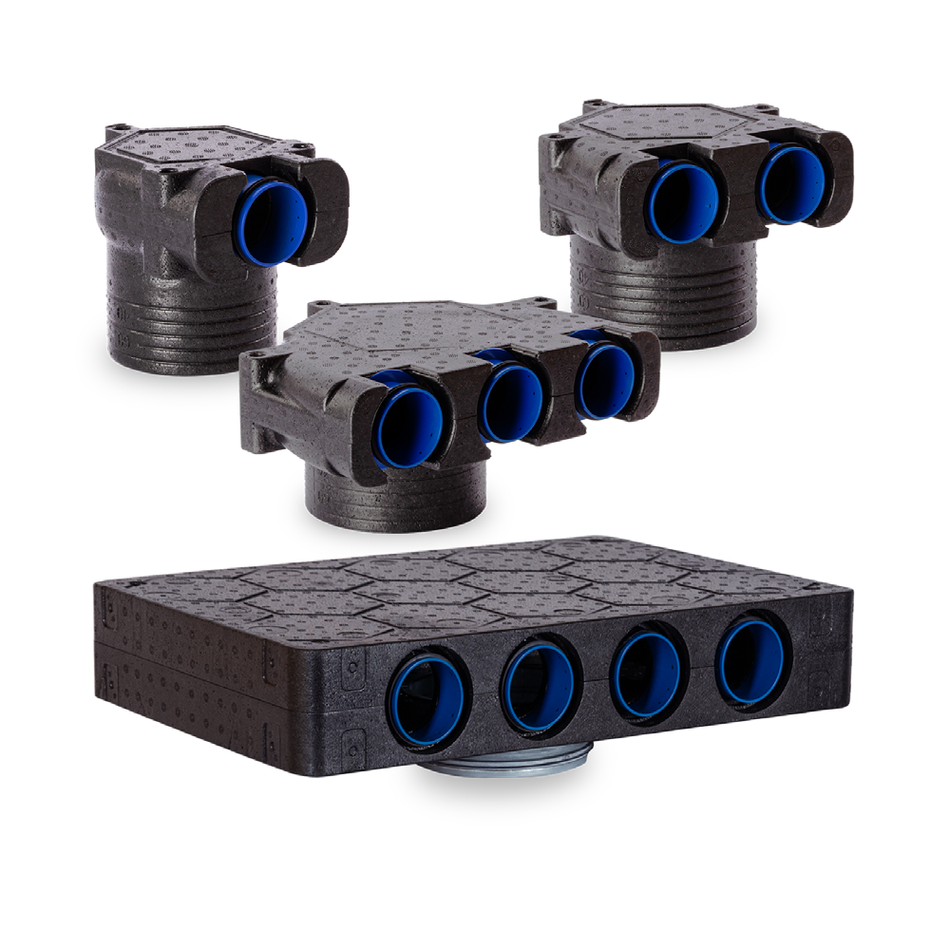 Air Valve Plenum Box, 125mm Valve x 2 Spigot 75mm EPP