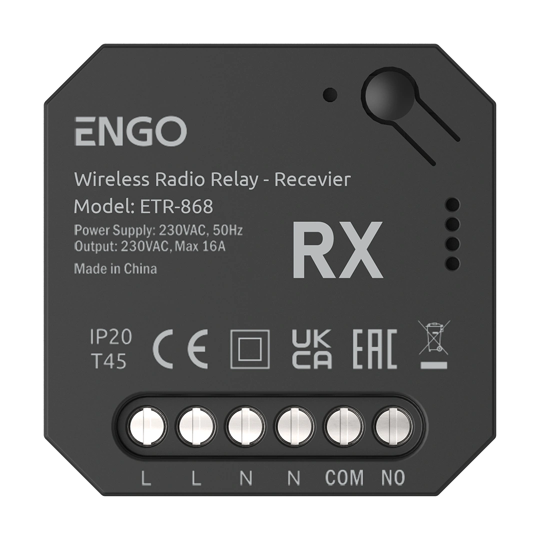 ENGO ETR-868 Wireless Relay Controller 868MHz 230V – No-Wire Zone Control for Pumps, Boilers & Lighting
