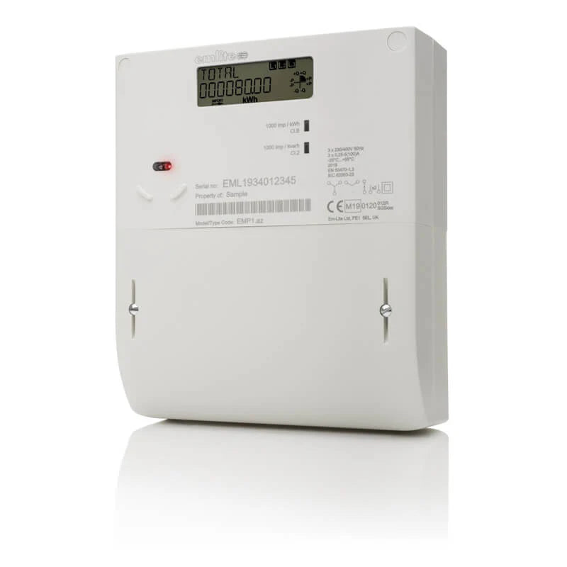 Emlite EMP1-AZ Bi-Directional 3-Phase 100A Generation Meter 1000 Pulse kWh MID Approved Solar PV Three Phase