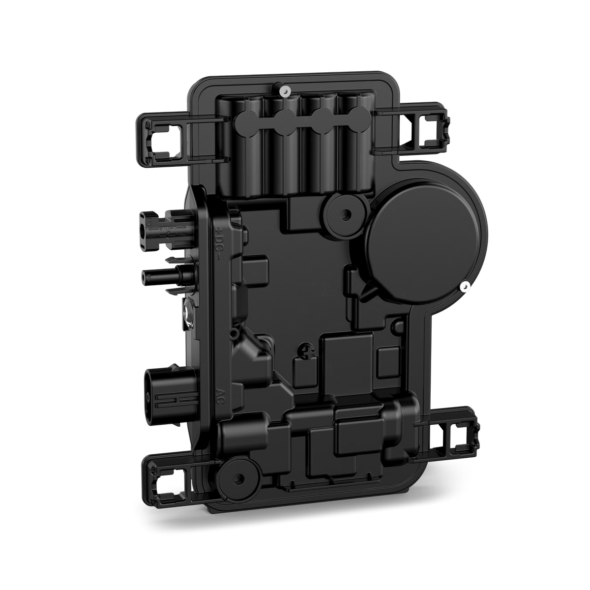 Enphase Microinverter IQ7PLUS-72-M-INT side view, designed for 60 & 72 cell solar modules with MC4 connectors.