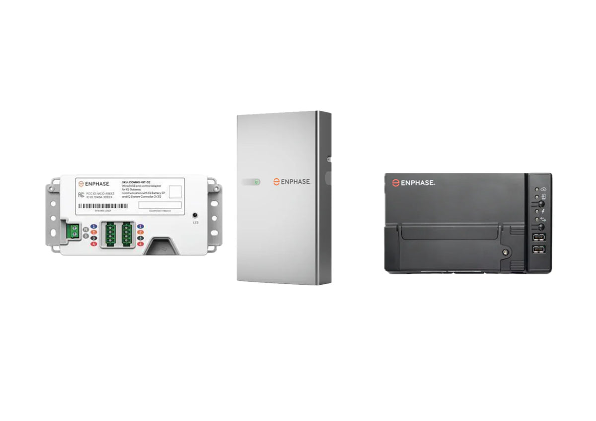 Enphase IQ Battery 5P and accompanying components for residential energy storage solutions.